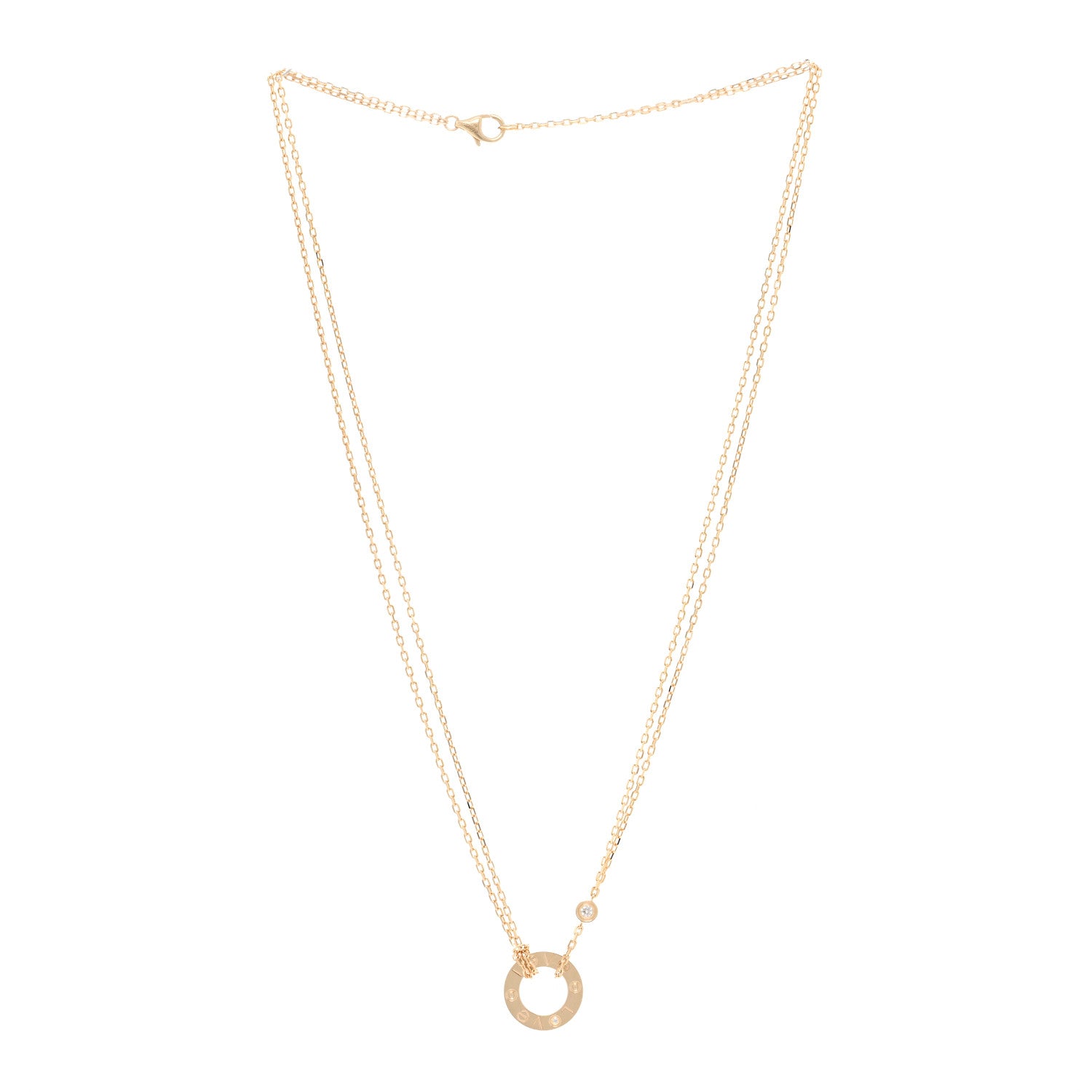 Cartier 18K Yellow Gold 2 Diamond LOVE Necklace 3 of 5