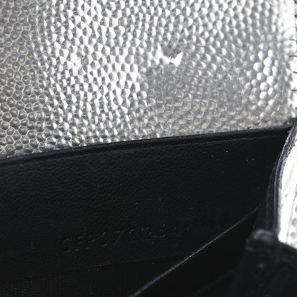 Saint Laurent Metallic Grain De Poudre Matelasse Chevron Monogram Flap Wallet Silver 10 of 16