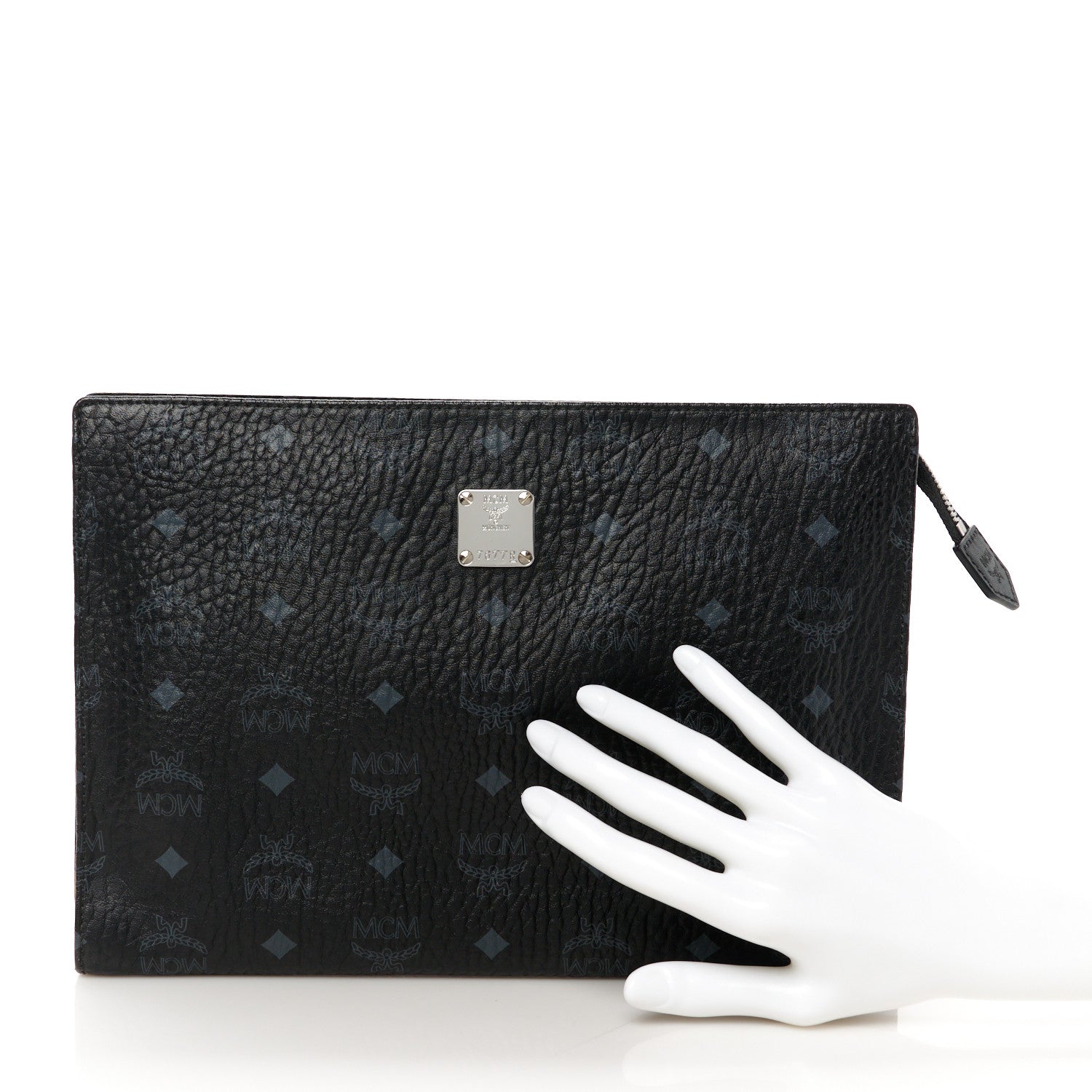 MCM Visetos Medium Zip Pouch Black 2 of 9