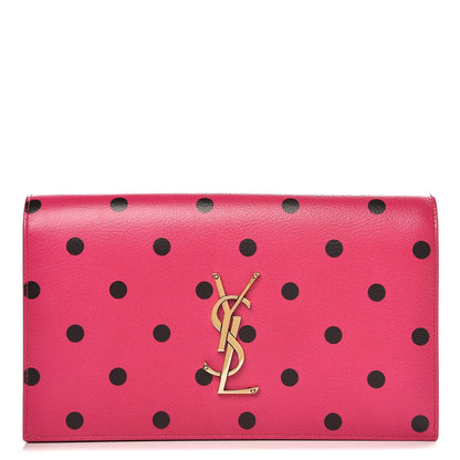 Saint Laurent Calfskin Polka Dots Classic Monogram Clutch Pink 1 of 7