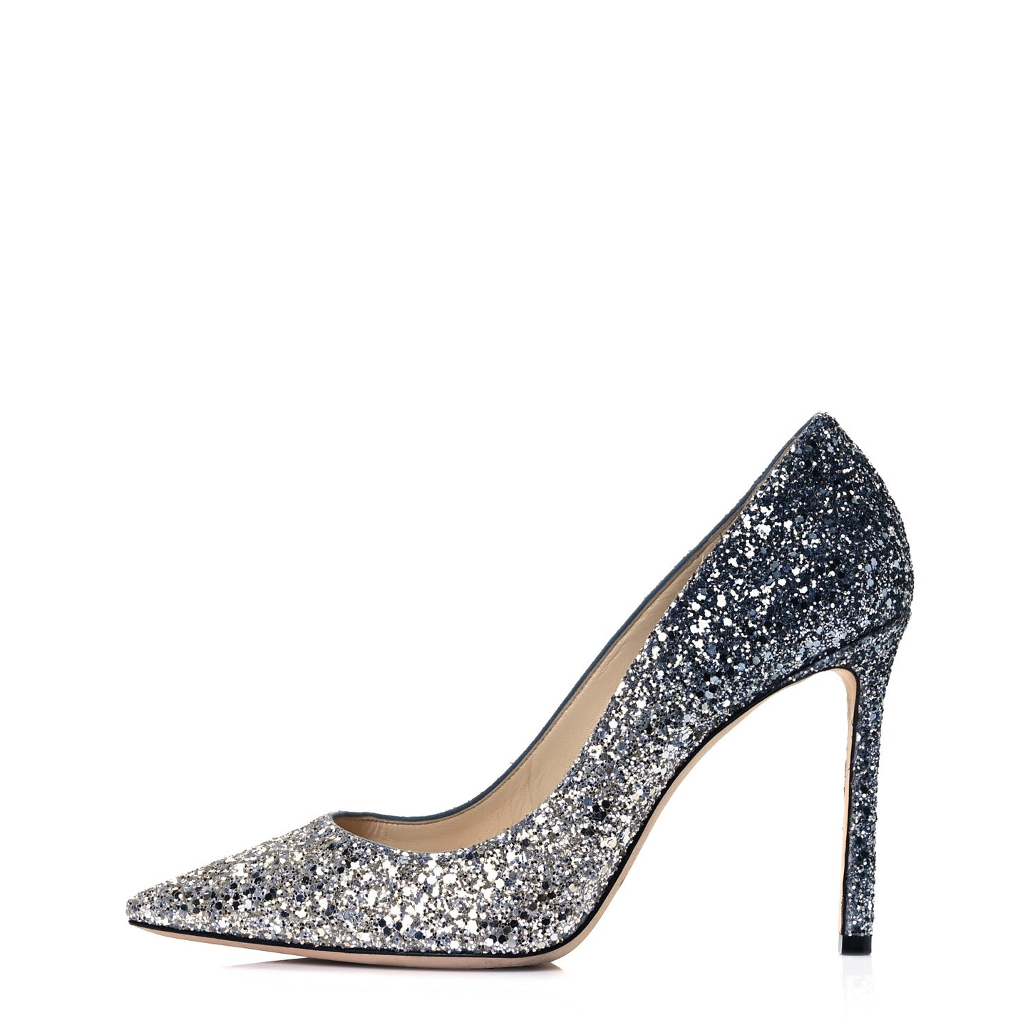 Coarse Glitter Degrade Pointy Toe Romy 100 Pumps 39.5 Silver Dusk Blue