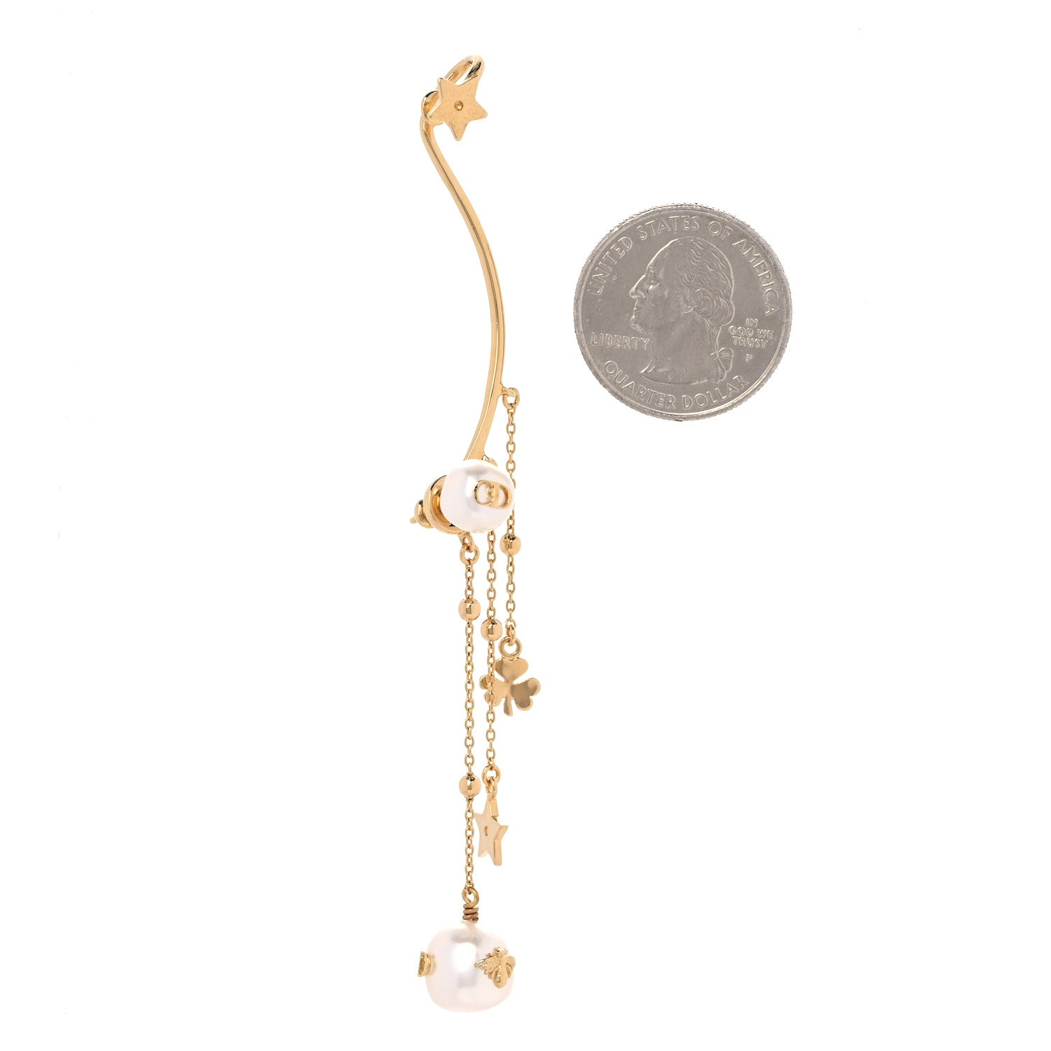Christian Dior Pearl Shiny-D Earring Gold 2 of 4