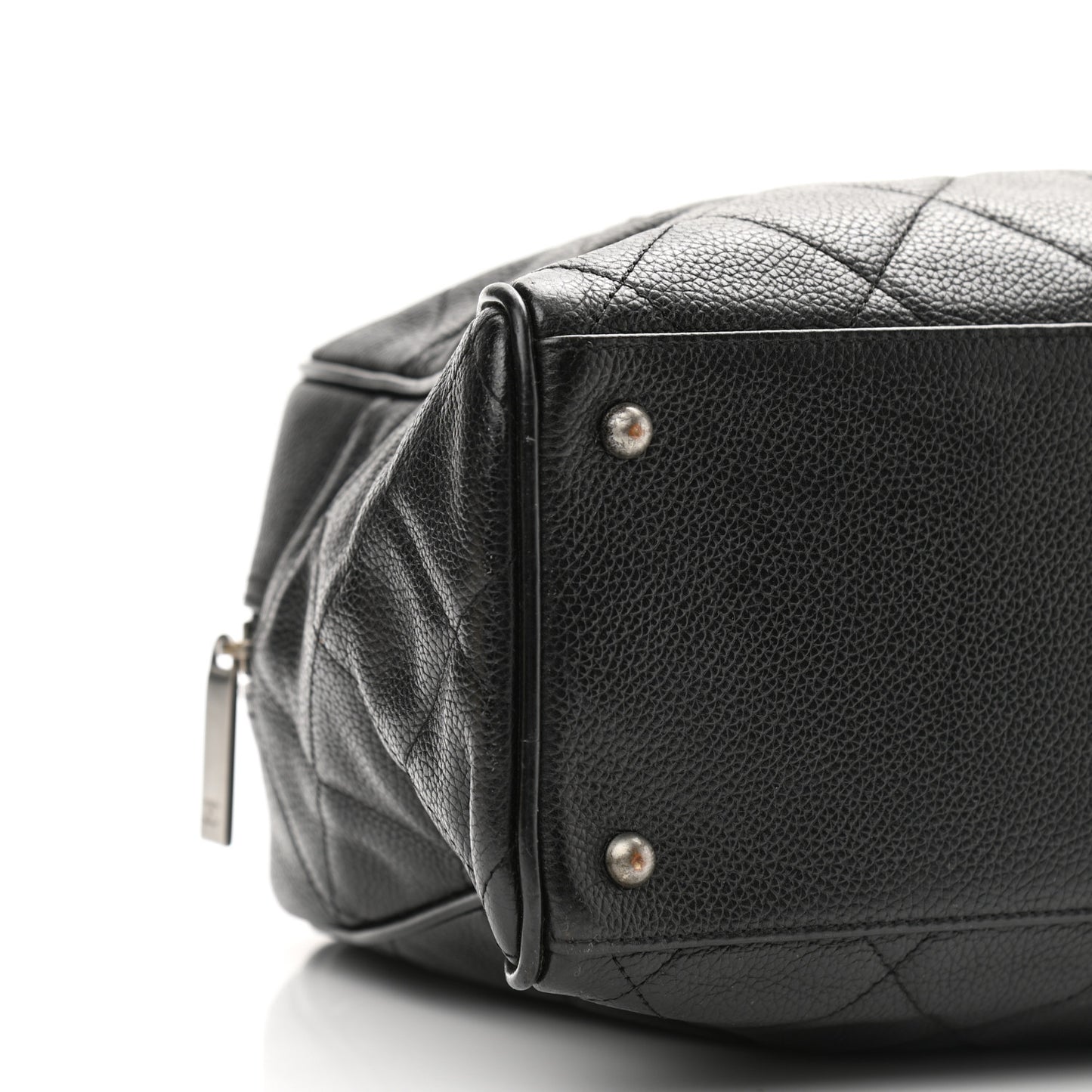Caviar Patent Quilted Large Bowler Black