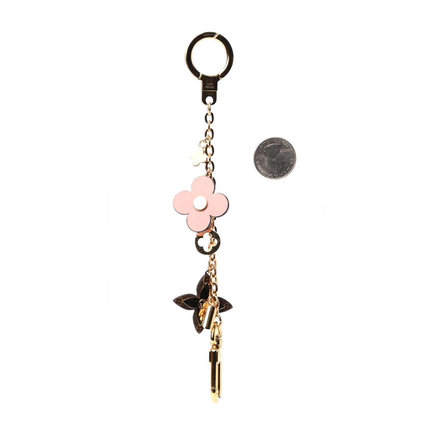 Brass Monogram Blooming Flowers Bag Charm Key Holder Rose Ballerine