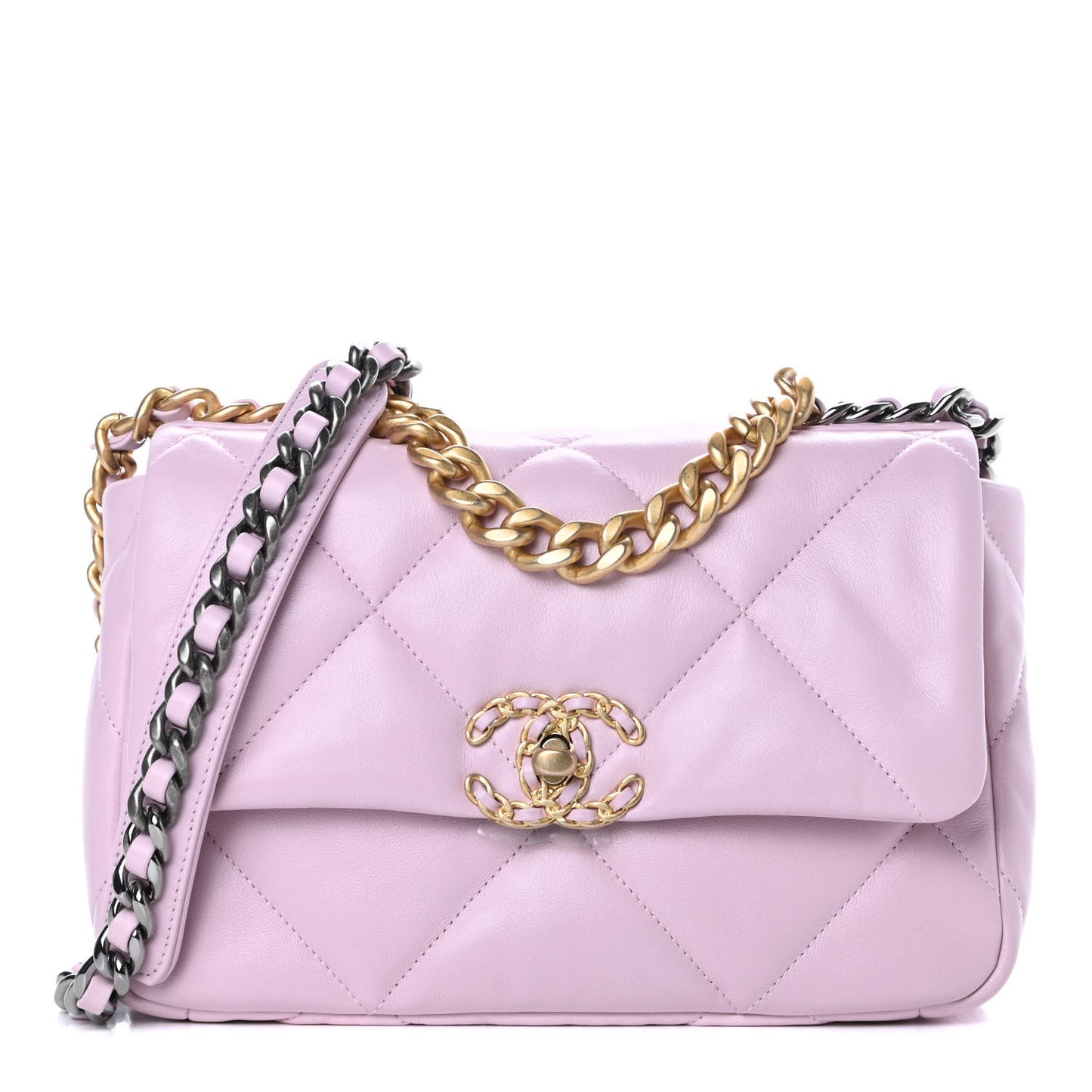 Lambskin Quilted Medium Chanel 19 Flap Light Pink