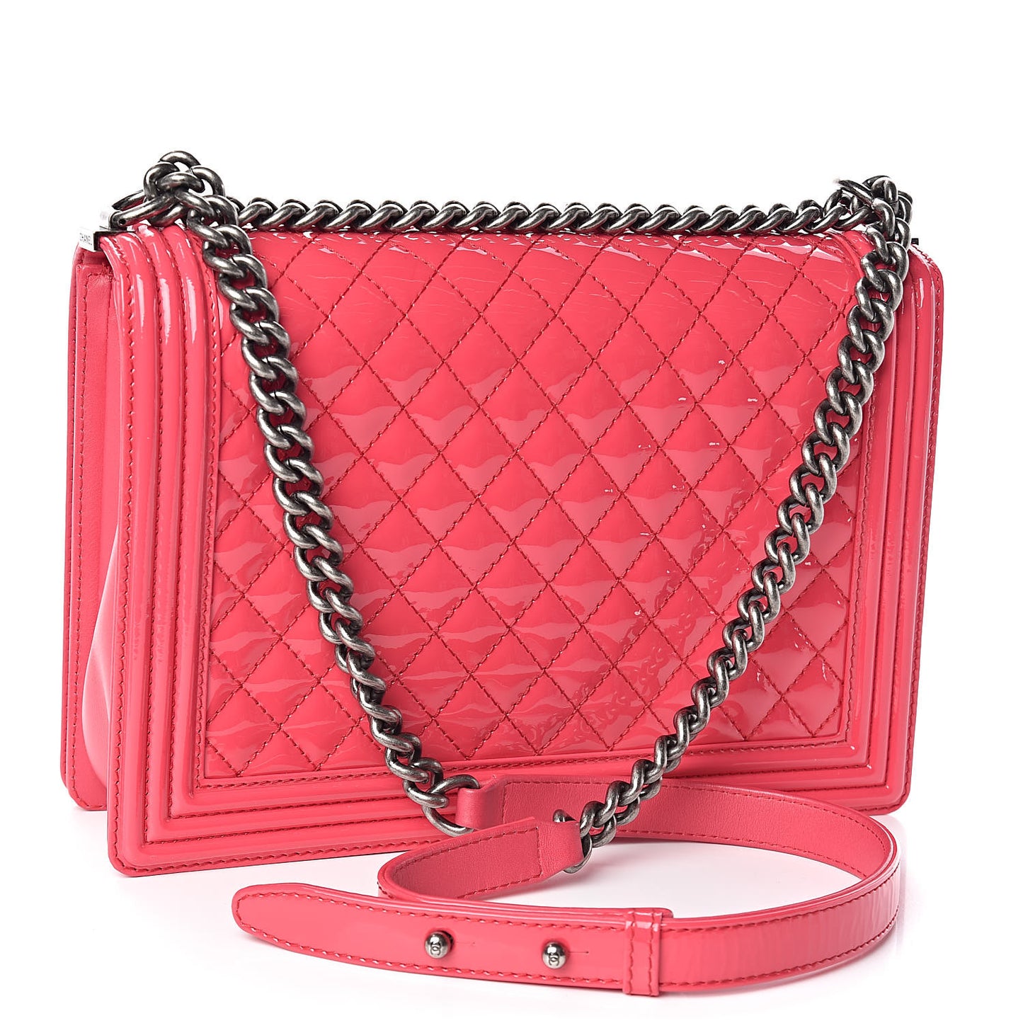 Patent Quilted Large Boy Flap Pink