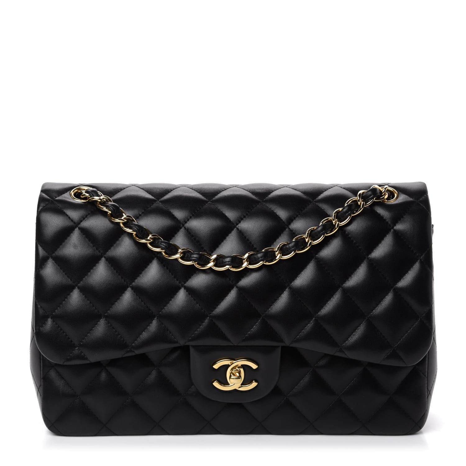 Chanel Lambskin Quilted Jumbo Double Flap Black 1 of 14