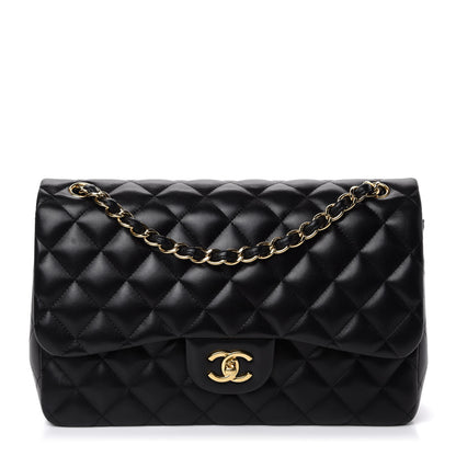 Chanel Lambskin Quilted Jumbo Double Flap Black 1 of 14