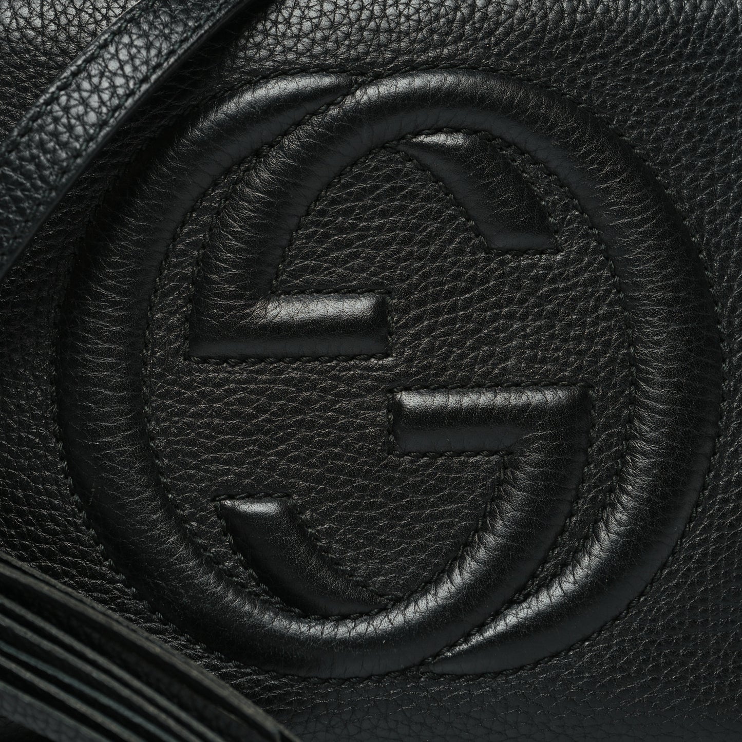 Pebbled Calfskin Small Soho Disco Bag Black
