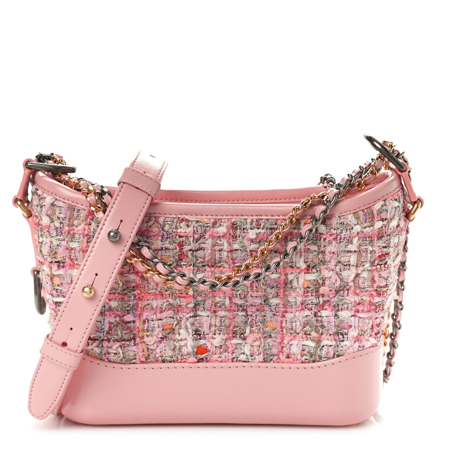 Tweed Calfskin Small Gabrielle Hobo Light Pink