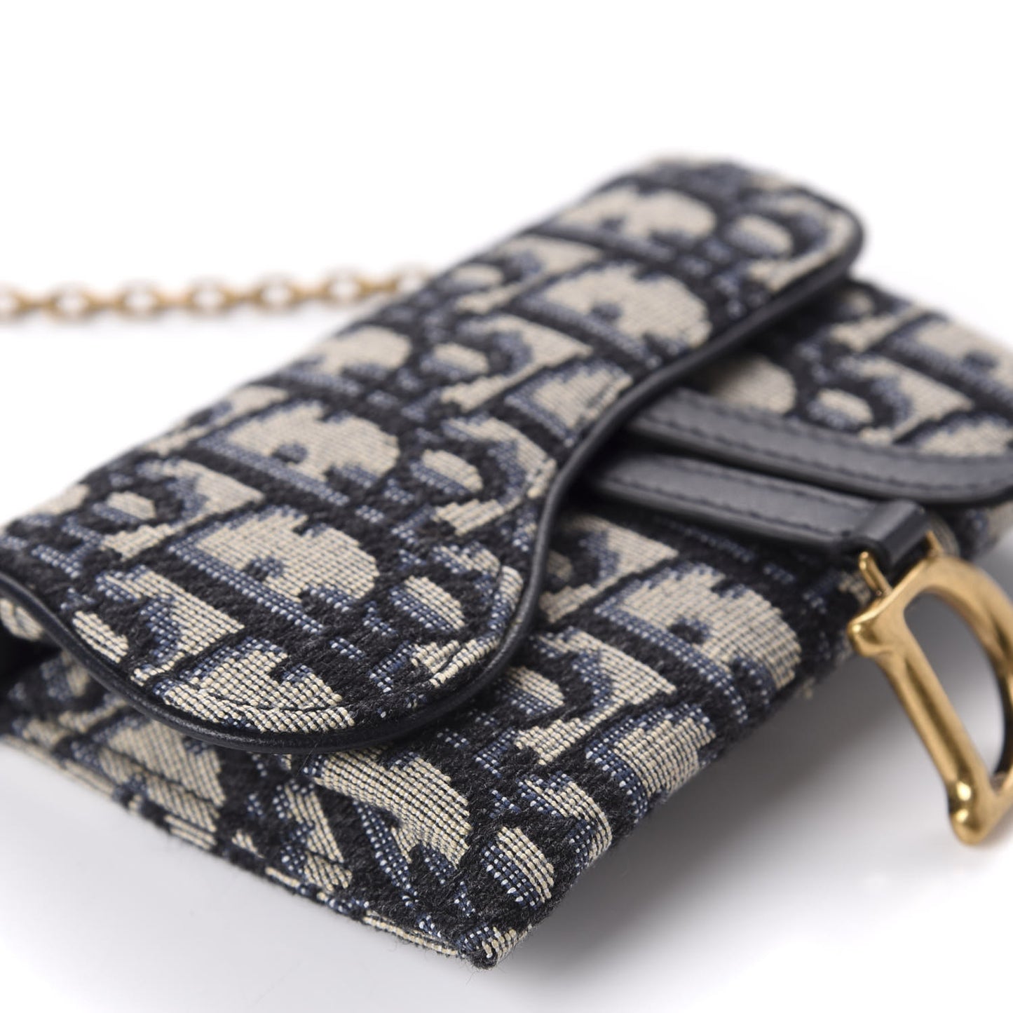 Oblique Nano Saddle Chain Pouch Blue