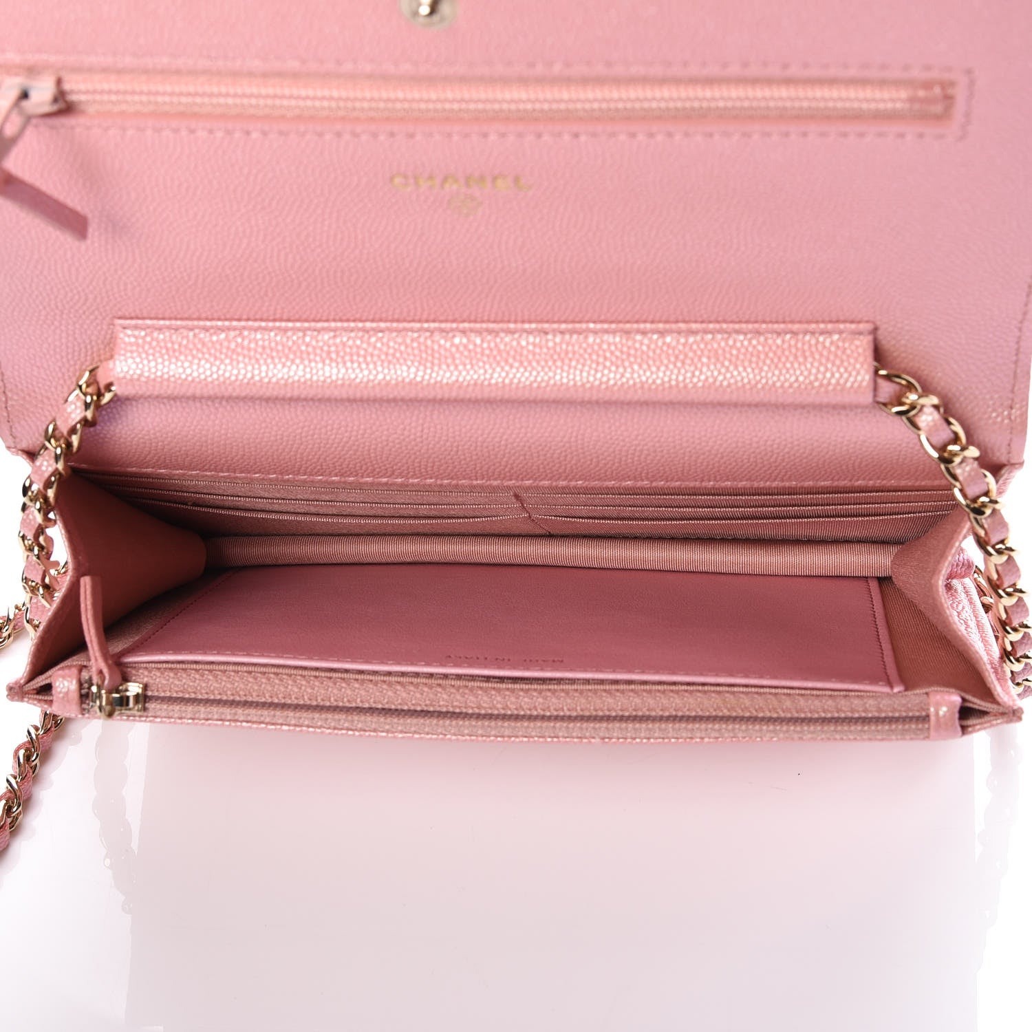 Chanel Iridescent Caviar Quilted Wallet on Chain WOC Rose Pink 7 of 10