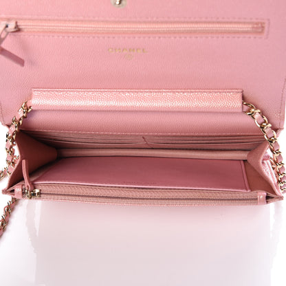 Chanel Iridescent Caviar Quilted Wallet on Chain WOC Rose Pink 7 of 10