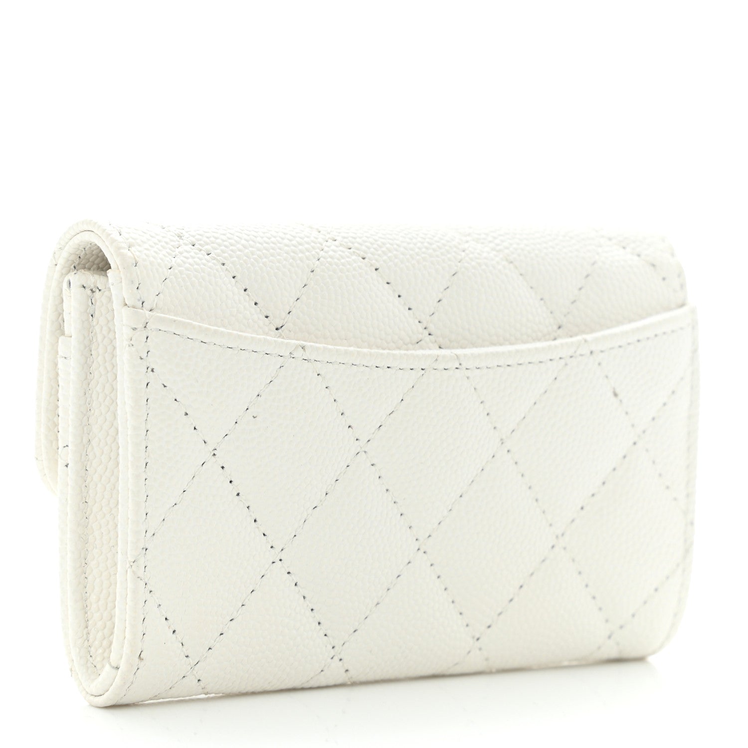 Chanel Caviar Quilted Flap Card Holder Wallet White 3 of 10