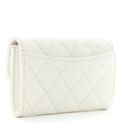 Chanel Caviar Quilted Flap Card Holder Wallet White 3 of 10