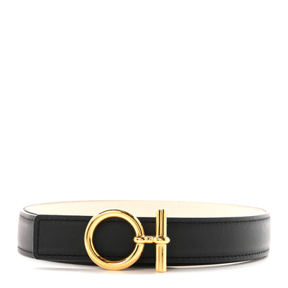 Hermes Swift Epsom 24mm Flot Belt 80 32 Black Craie 1 of 6