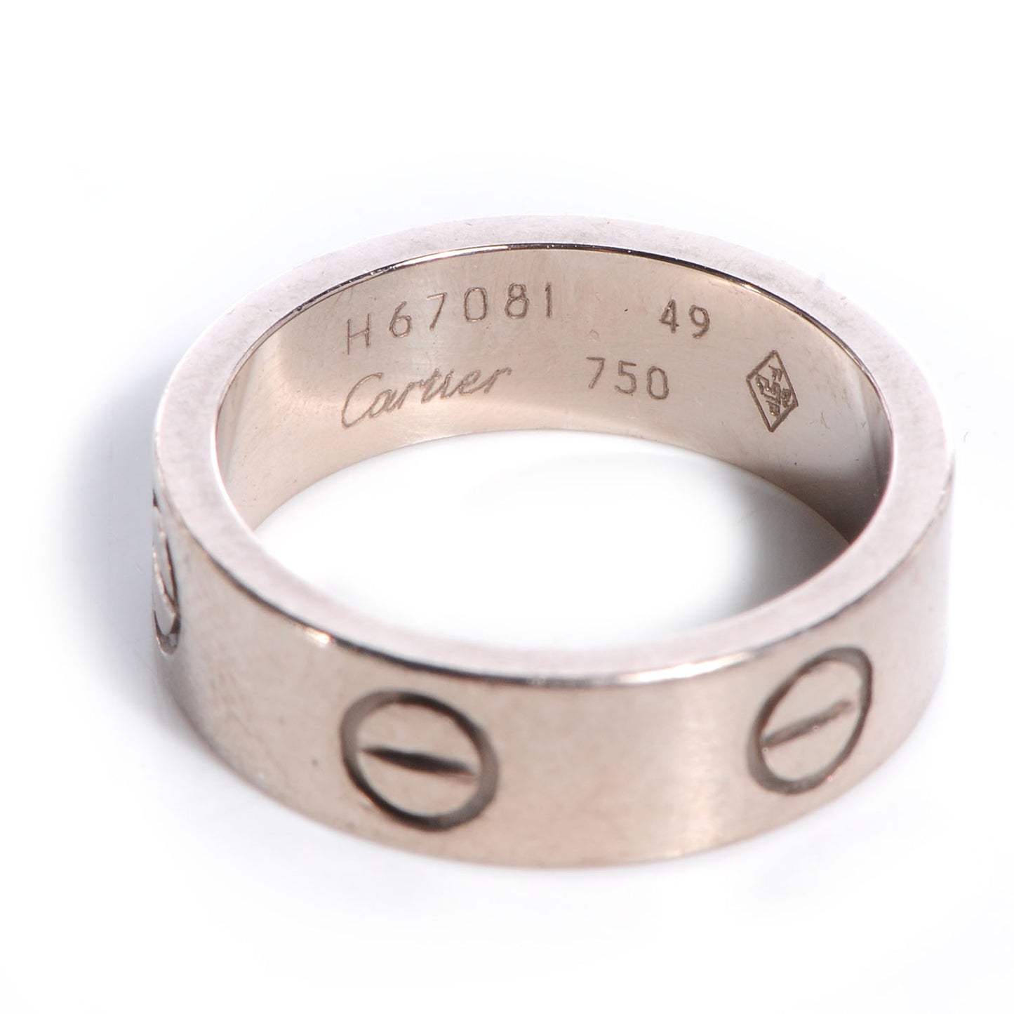 18k White Gold 5mm Love Ring Size 49 US 4.75