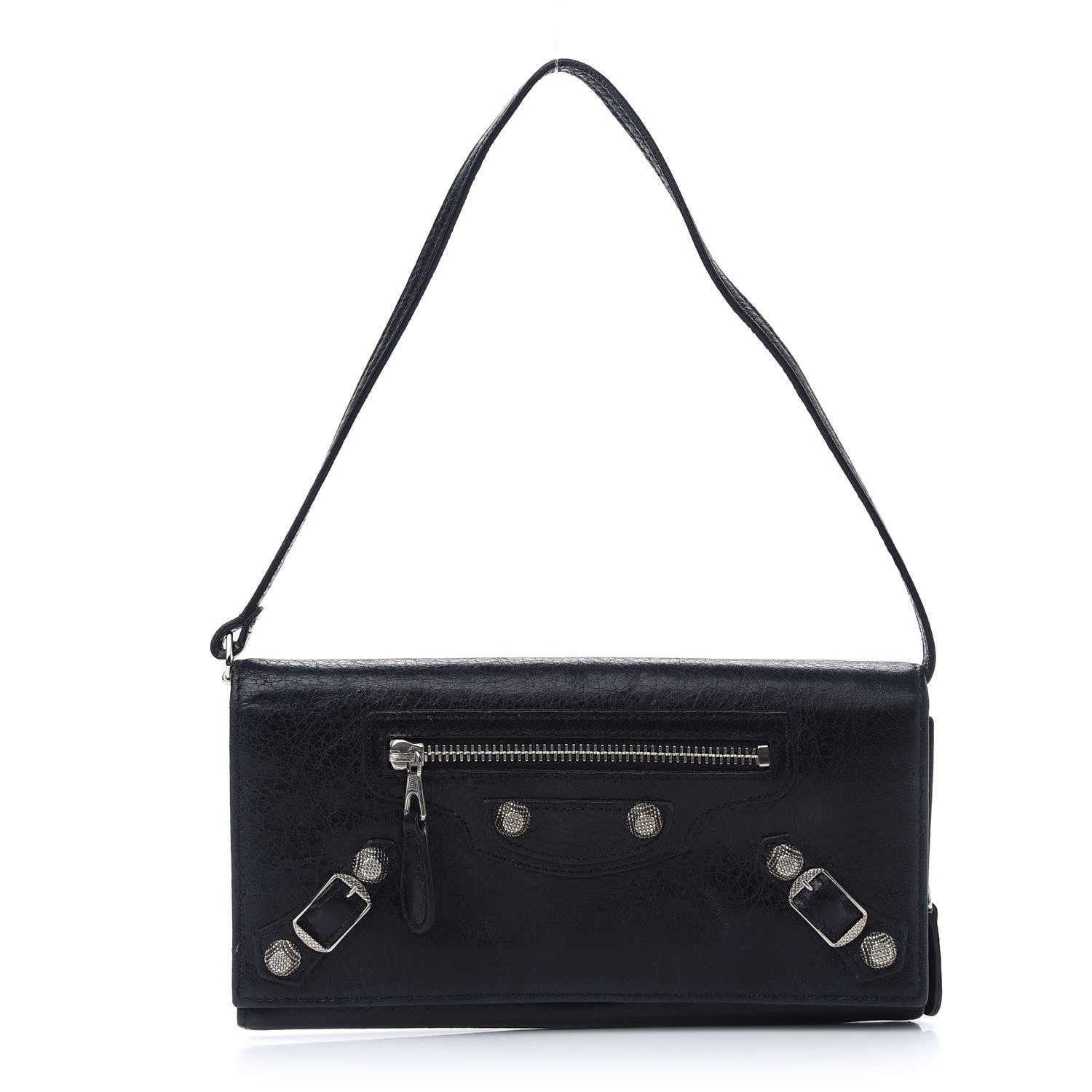 Balenciaga Agneau Giant 12 Silver Hardware Continental Wallet on Strap Black 1 of 10