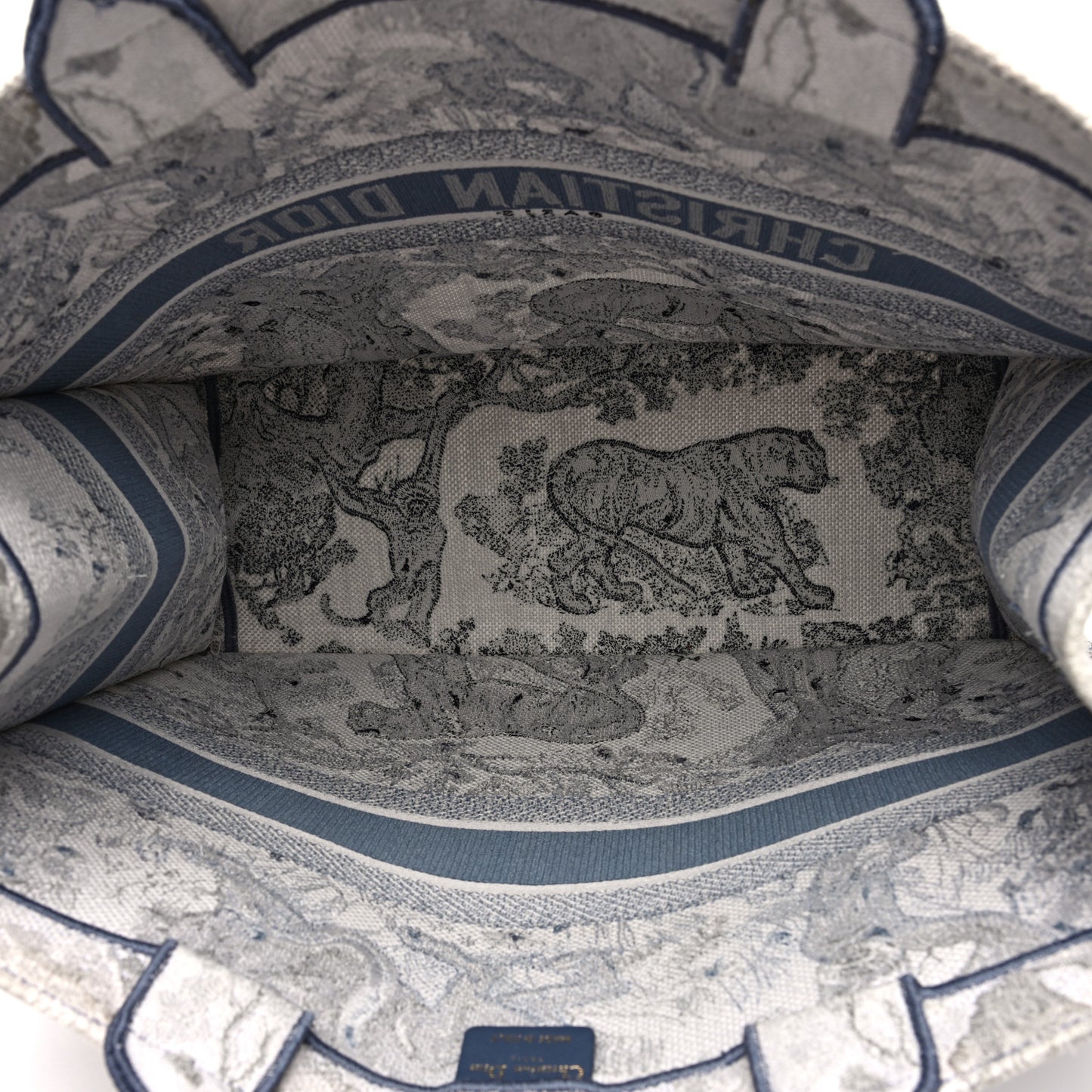 Gradient Canvas Embroidered Large Dioriviera Toile De Jouy Book Tote Blue