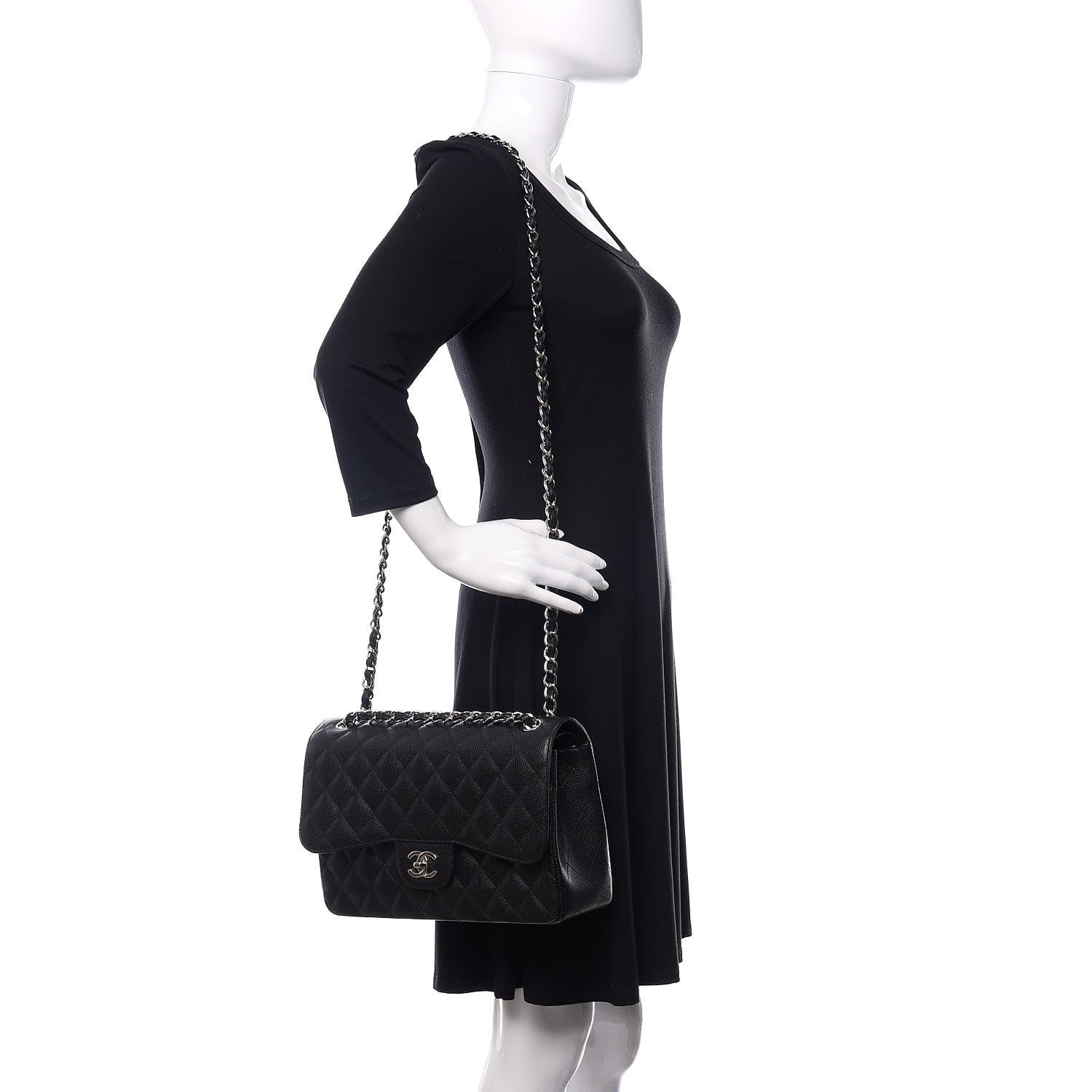 Chanel Caviar Quilted Jumbo Double Flap Black 2 of 11