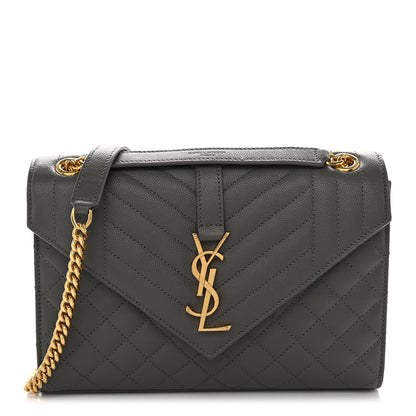 Saint Laurent Grain De Poudre Textured Mixed Matelasse Medium Triquilt Monogram Satchel Fog 1 of 10