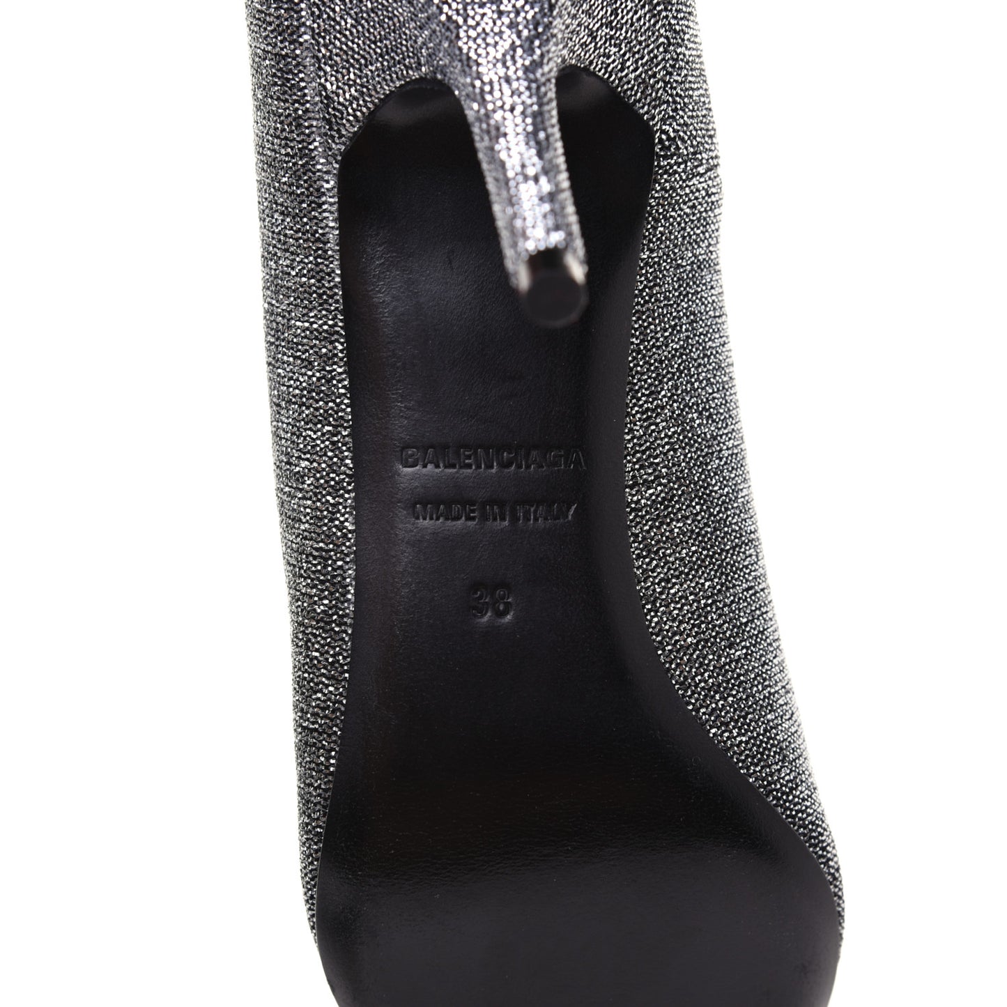 Shiny Fabric Square Knife 80mm Pumps 38 Silver