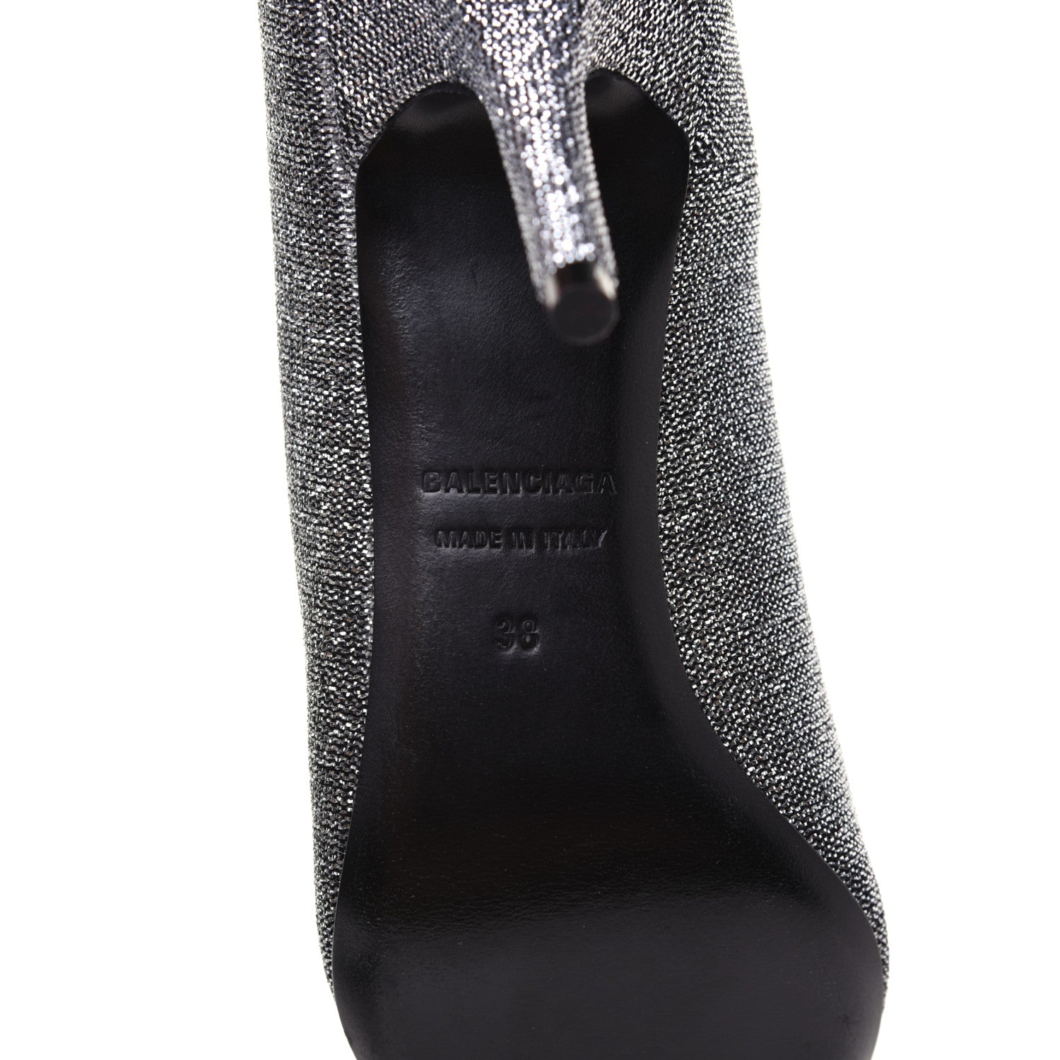 Balenciaga Shiny Fabric Square Knife 80mm Pumps 38 Silver 7 of 11