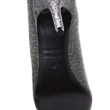 Balenciaga Shiny Fabric Square Knife 80mm Pumps 38 Silver 7 of 11