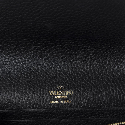Valentino Garavani Pebbled Calfskin Rockstud Envelope Wallet on Chain Black 7 of 10