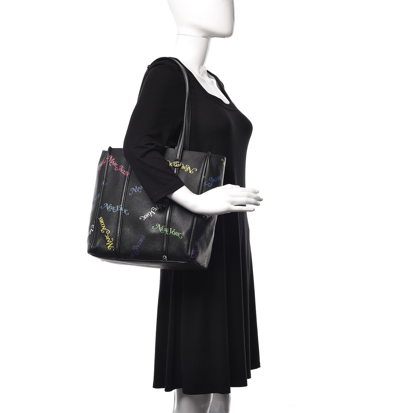 Grained Calfskin New York Magazine The Tag Tote Black Multi