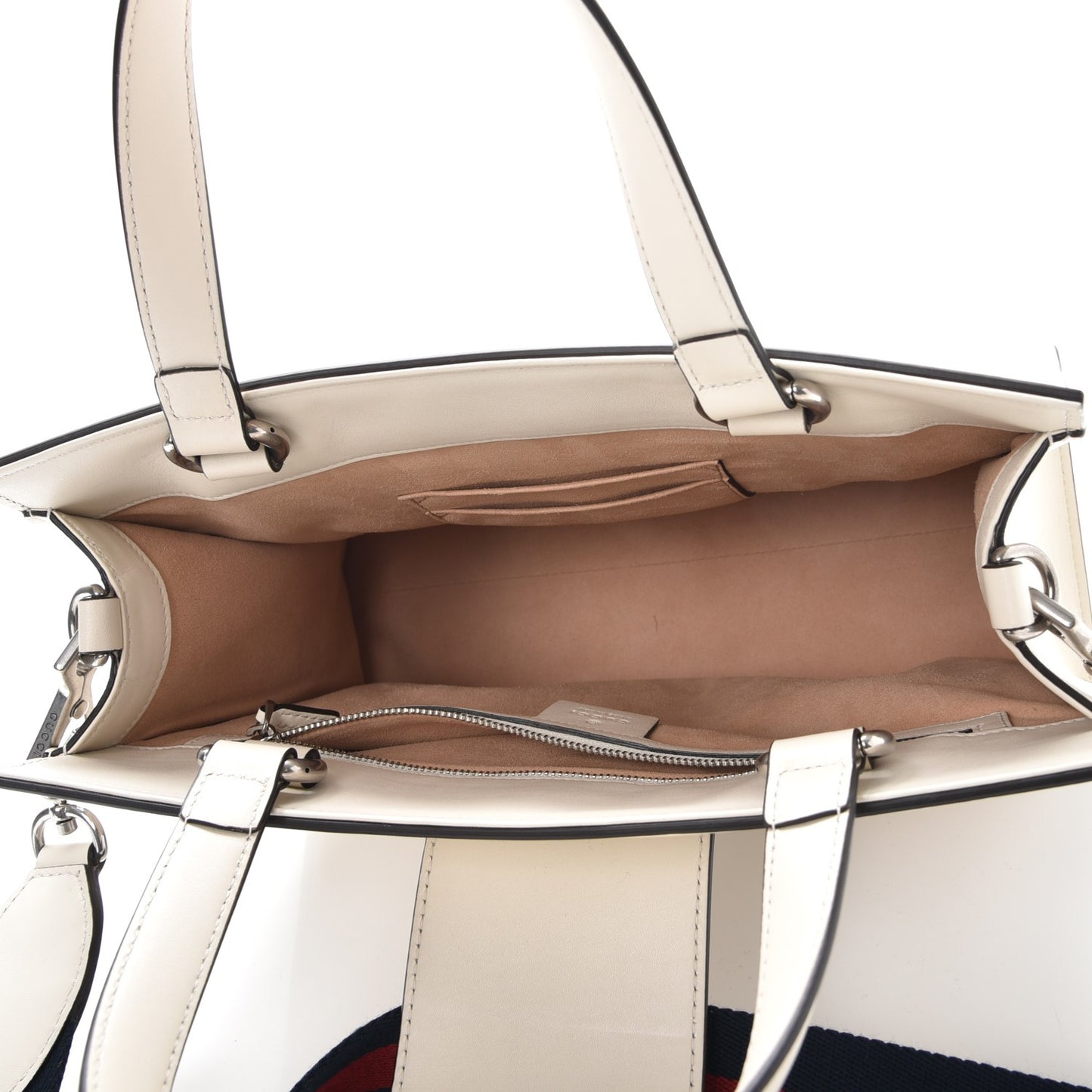 Calfskin Web Stripe Medium Dionysus Tote Bag White