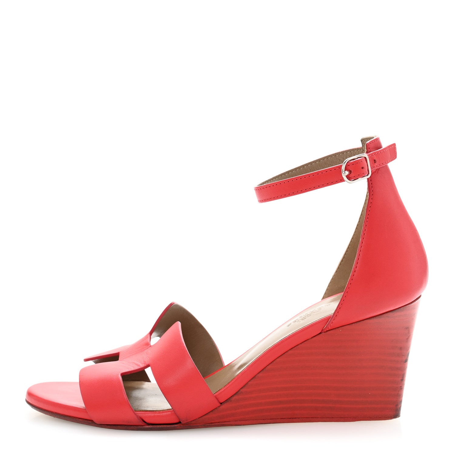 Hermes Calfskin Legend Wedge Sandals 38 Pavot 1 of 9