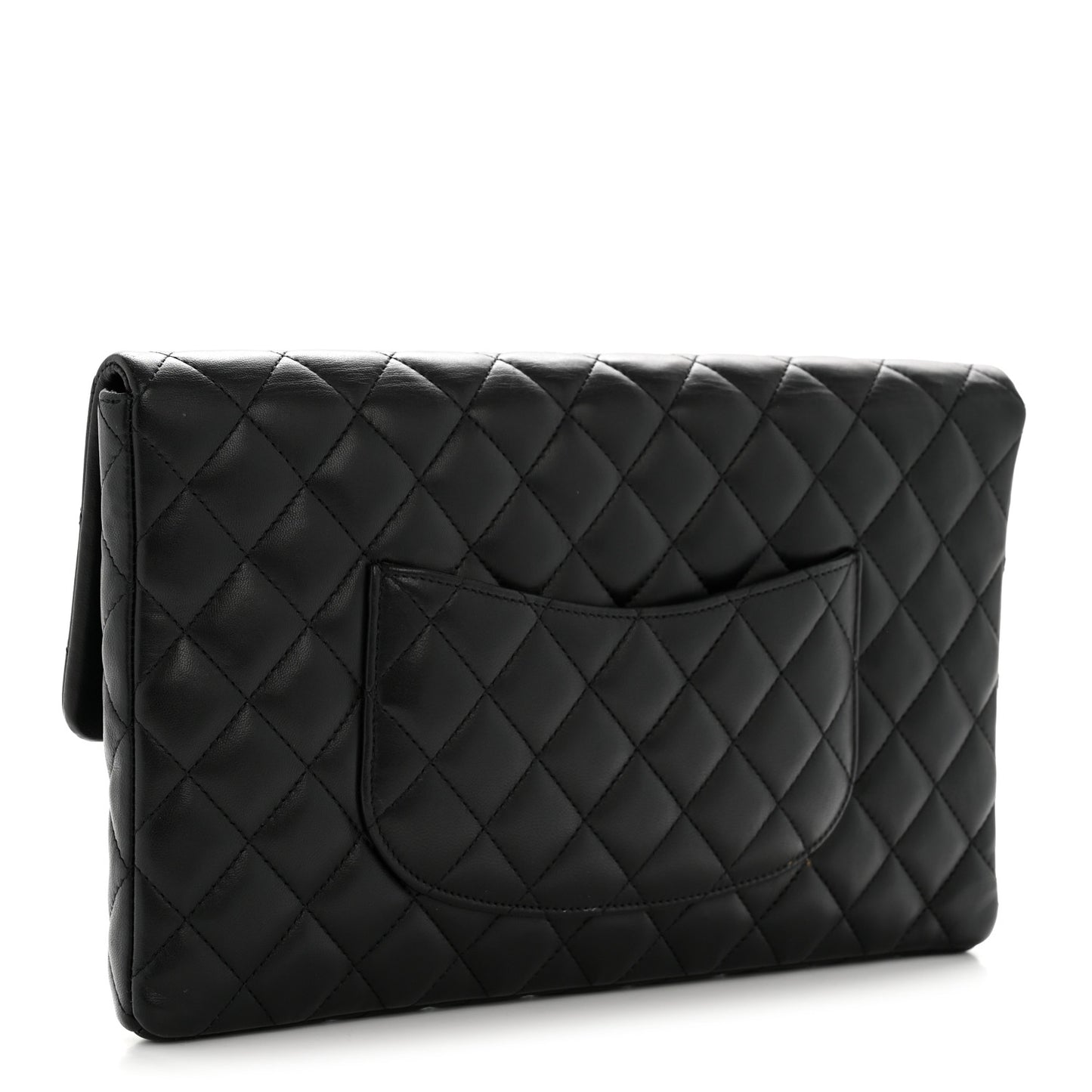 Lambskin Quilted Flap Clutch Black