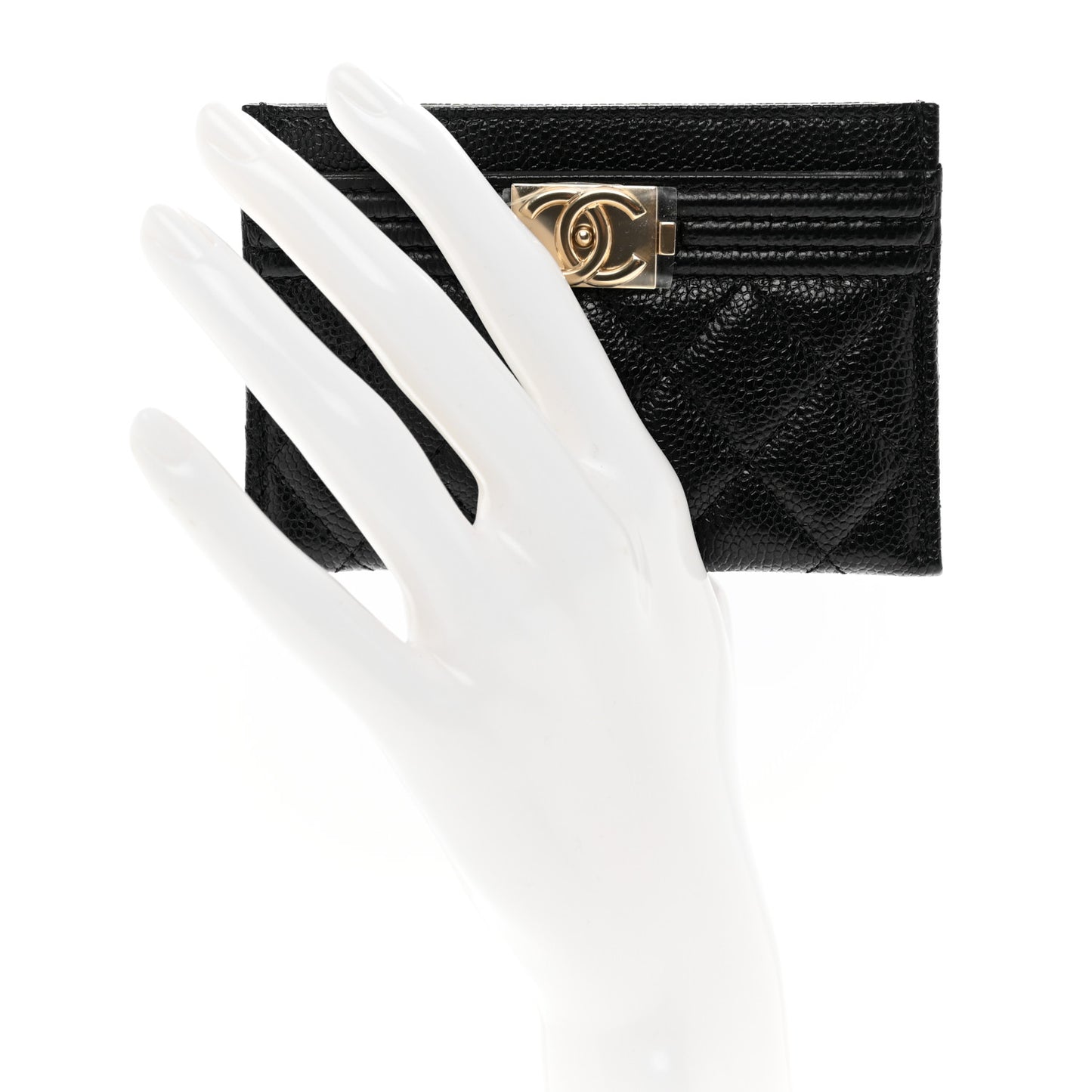 Caviar Quilted Boy Card Holder Black