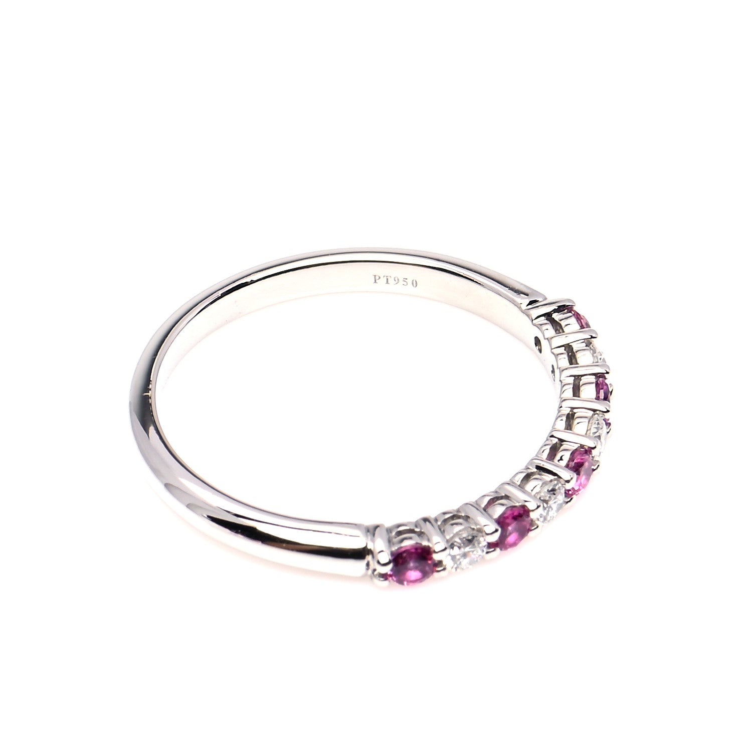 Tiffany Platinum Diamond Pink Sapphire 2.2mm Embrace Half Circle Ring 52 6 5 of 7