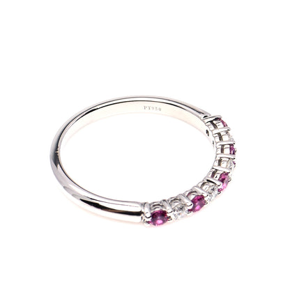 Tiffany Platinum Diamond Pink Sapphire 2.2mm Embrace Half Circle Ring 52 6 5 of 7