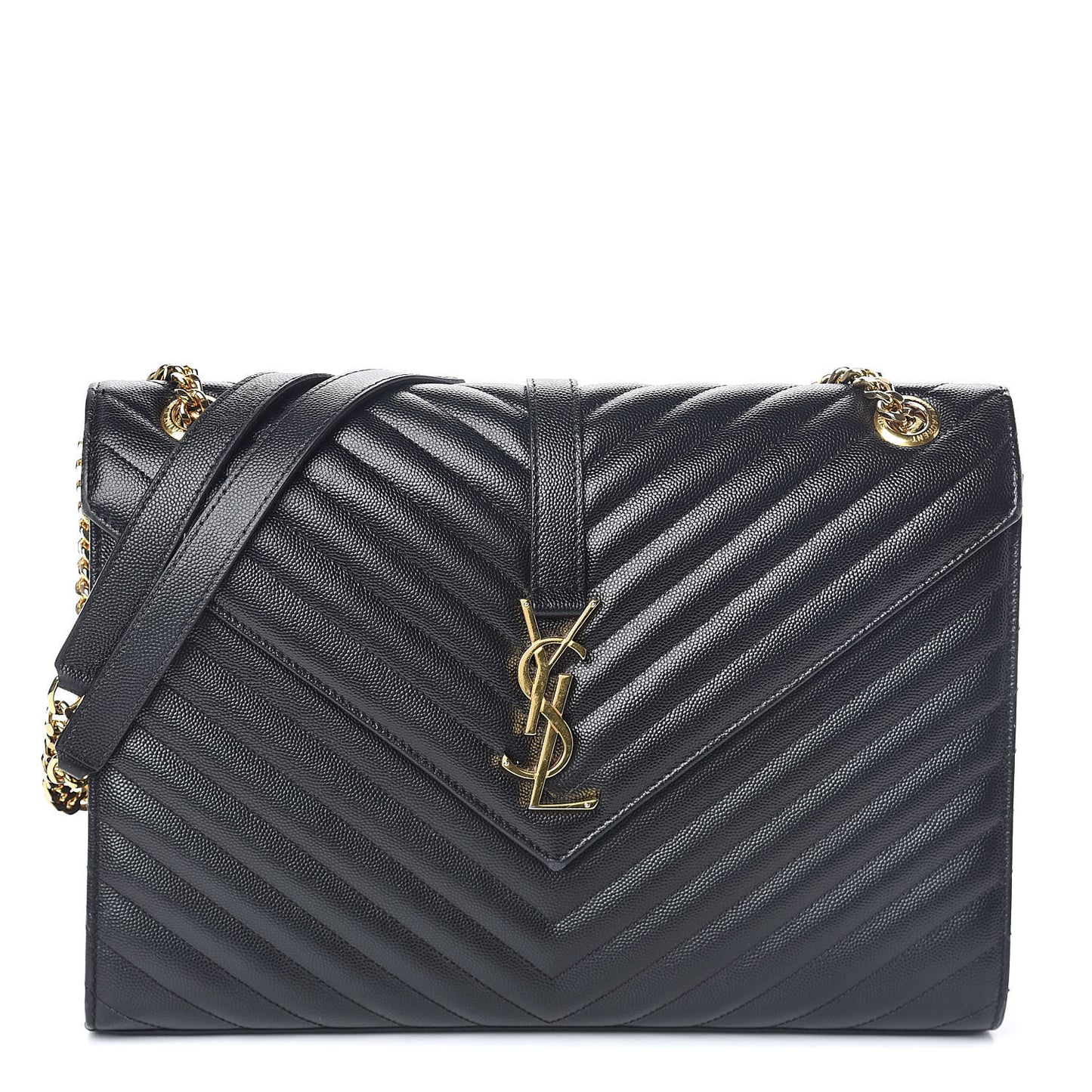 Grain De Poudre Matelasse Chevron Large Monogram Satchel Black