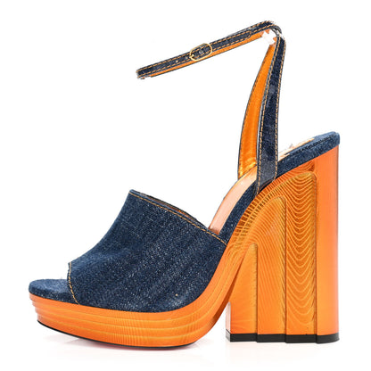 Christian Louboutin Denim Calfskin Mira Cokunata 120 Sandals 39 1 of 9