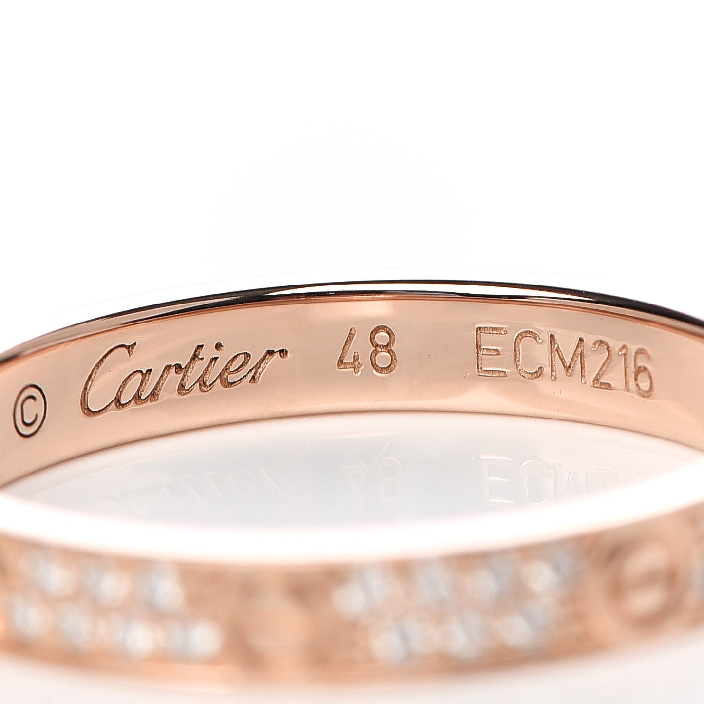 18K Pink Gold Diamond 2.6mm LOVE Paved Band Ring 48 4.5