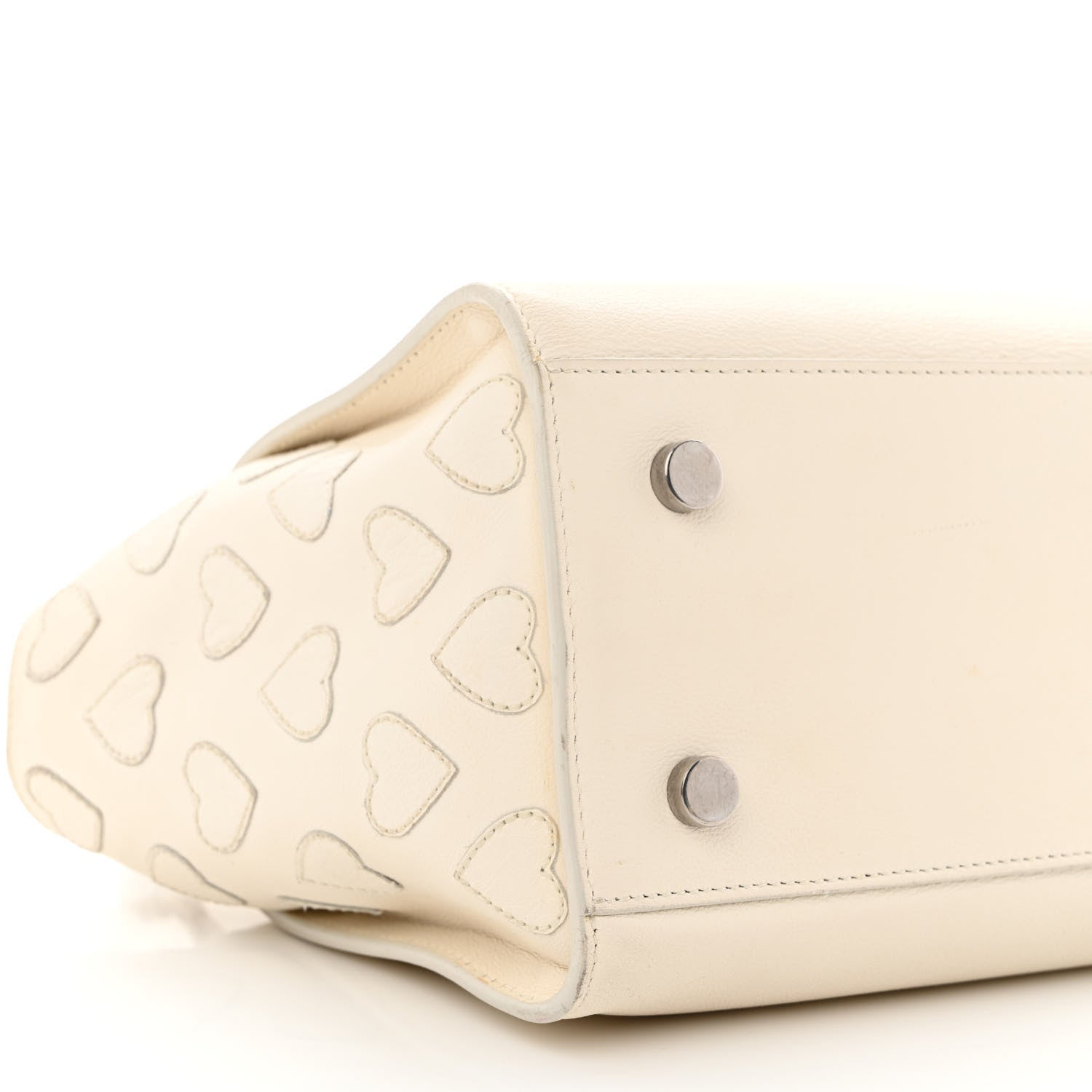 Saint Laurent Smooth Calfskin Heart Embroidered Baby Monogram Downtown Cabas New Milk 13 of 28