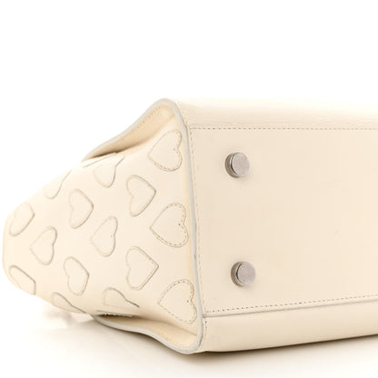Saint Laurent Smooth Calfskin Heart Embroidered Baby Monogram Downtown Cabas New Milk 13 of 28