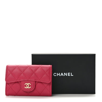 Chanel Caviar Quilted Flap Card Holder Wallet Dark Pink 8 of 8