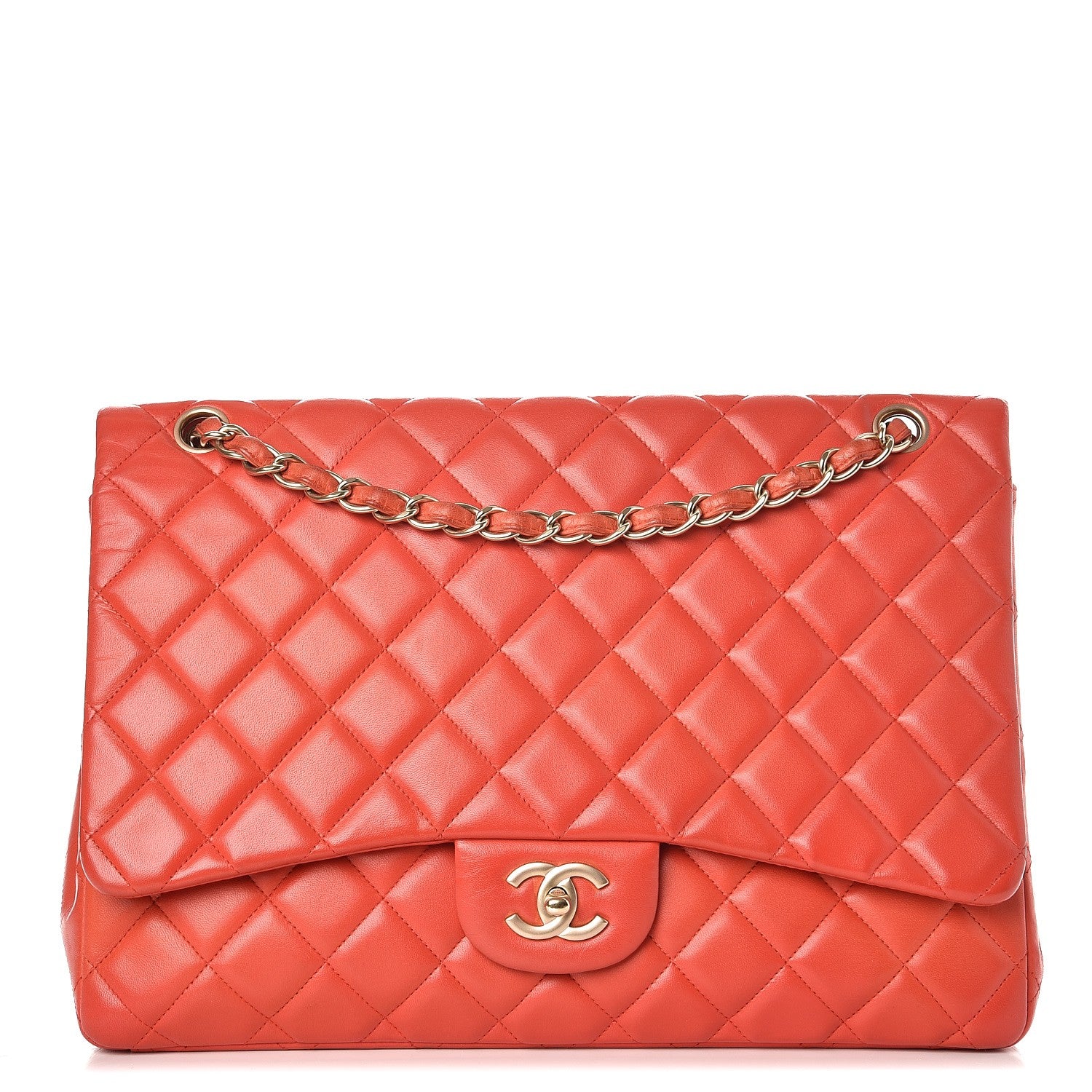Chanel Lambskin Quilted Maxi Single Flap Light Red 1 of 12