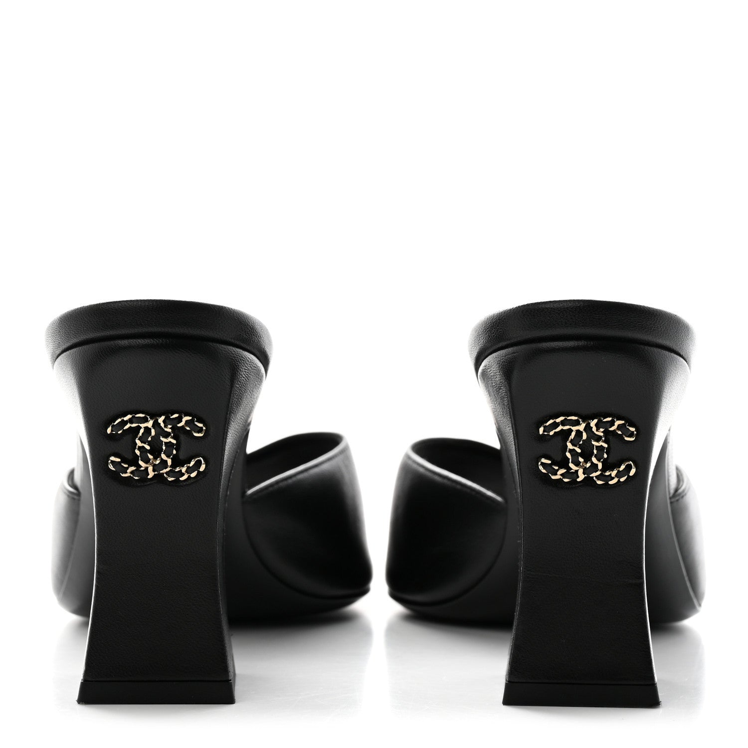 Chanel Lambskin CC Chain Mules 38.5 Black 5 of 9