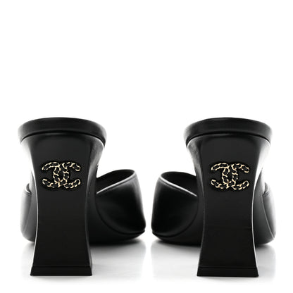 Chanel Lambskin CC Chain Mules 38.5 Black 5 of 9