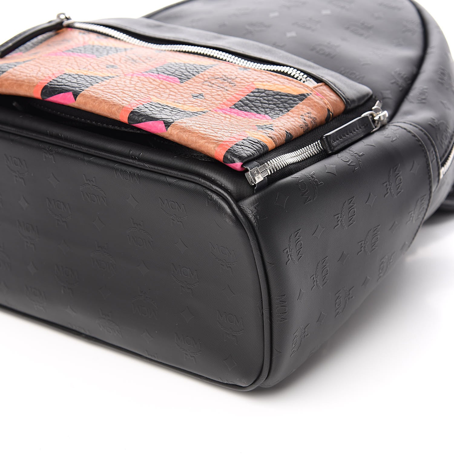 MCM Coated Canvas Diamond Print Small Backpack Black 9 of 11
