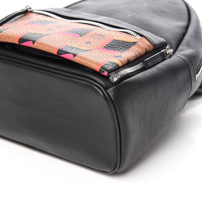 MCM Coated Canvas Diamond Print Small Backpack Black 9 of 11