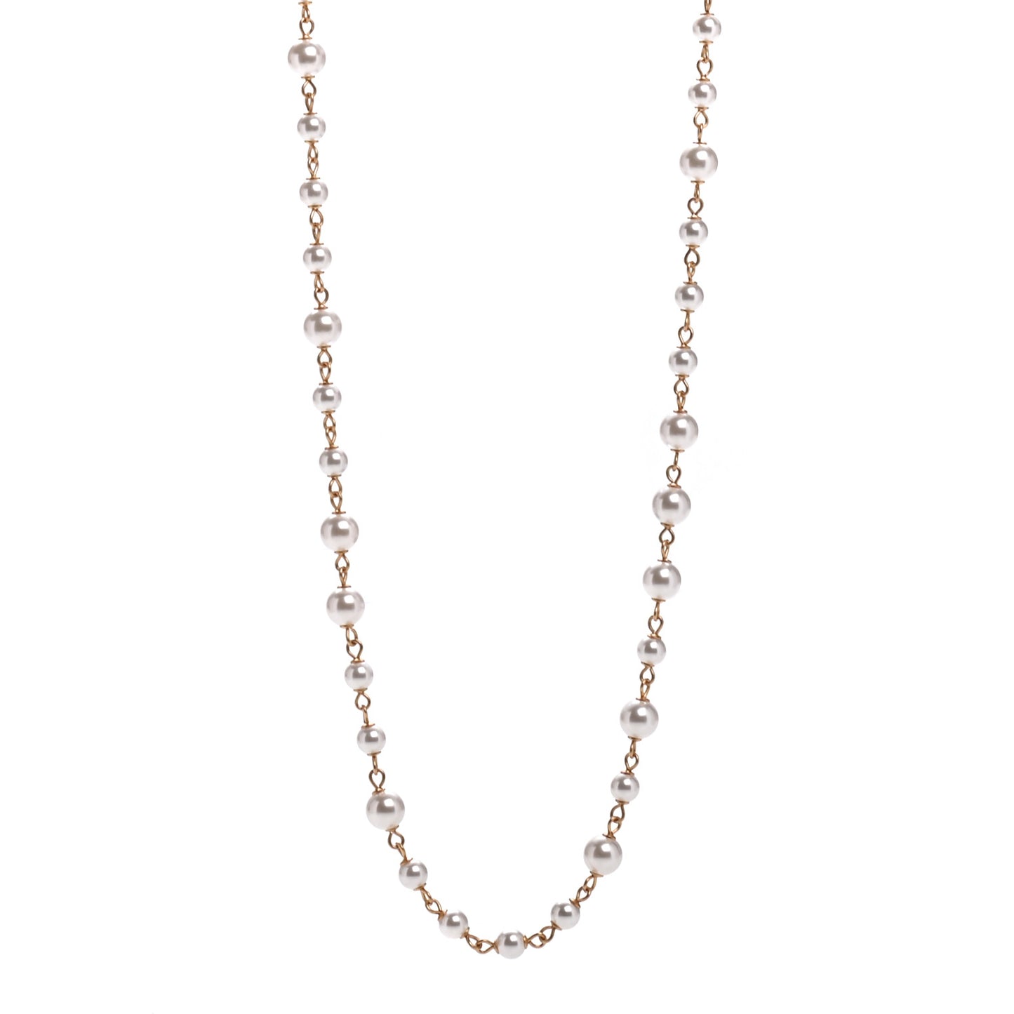 Metal Crystal Pearl 90’s Icon Logo Necklace Gold