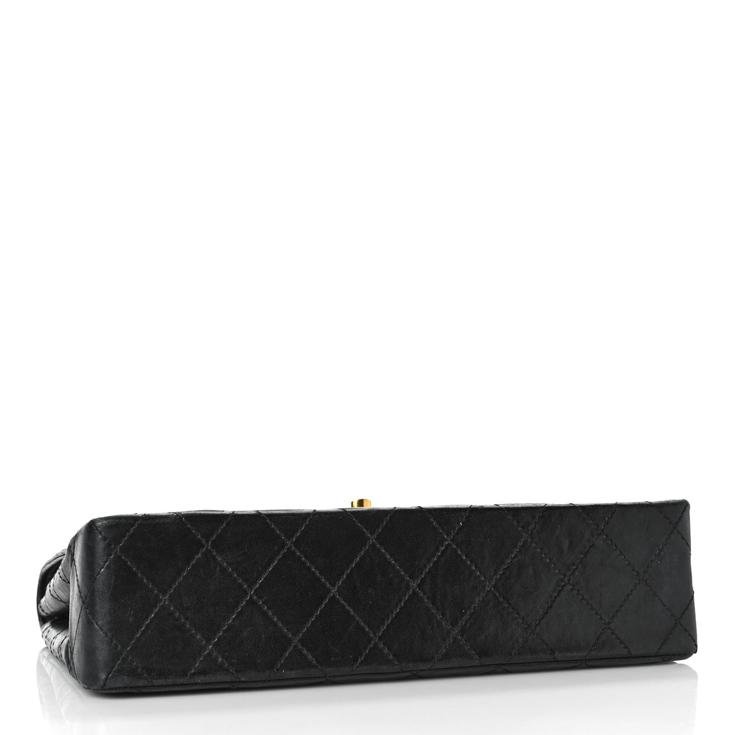 Lambskin Quilted Medium Double Flap Bag Black