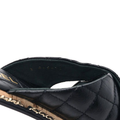 Chanel Lambskin Quilted Chain CC Sandals 39 Black 8 of 8